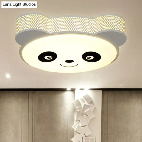 Kids’ Cartoon Panda Flush Mount Ceiling Light - Acrylic Fixture For Kindergarten