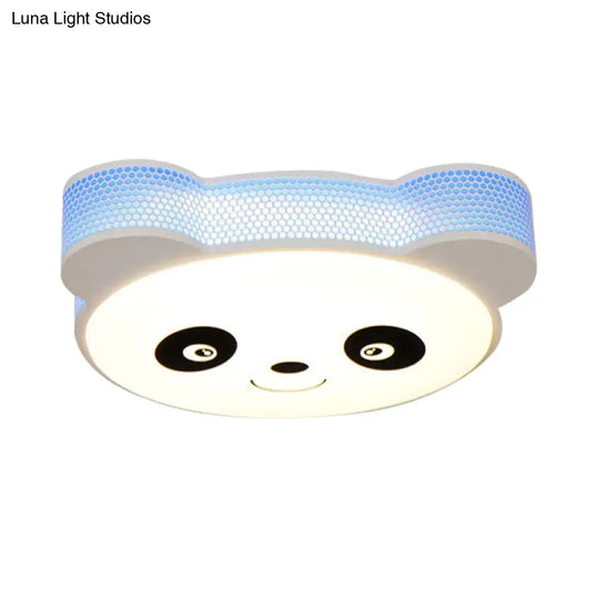 Kids’ Cartoon Panda Flush Mount Ceiling Light - Acrylic Fixture For Kindergarten