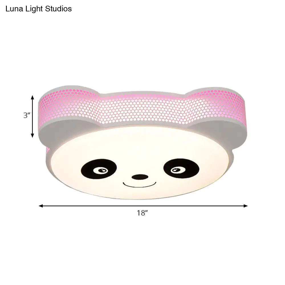 Kids’ Cartoon Panda Flush Mount Ceiling Light - Acrylic Fixture For Kindergarten