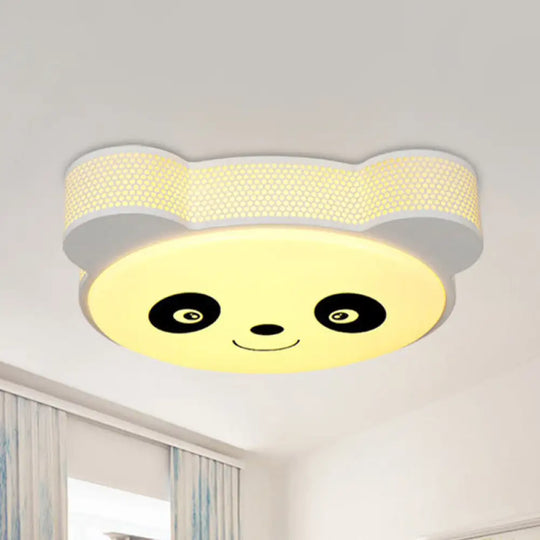 Kids’ Cartoon Panda Flush Mount Ceiling Light - Acrylic Fixture For Kindergarten White /
