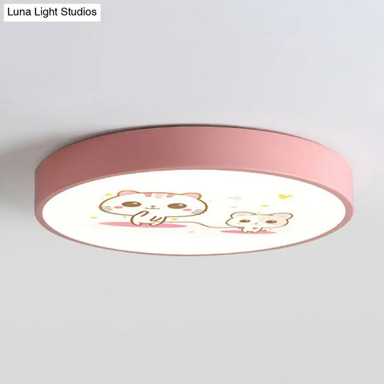 Kids’ Cartoon Patterned Led Flush Mount For Bedroom - Acrylic Light Fixture