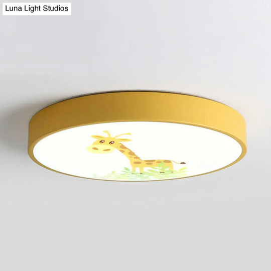 Kids’ Cartoon Patterned Led Flush Mount For Bedroom - Acrylic Light Fixture