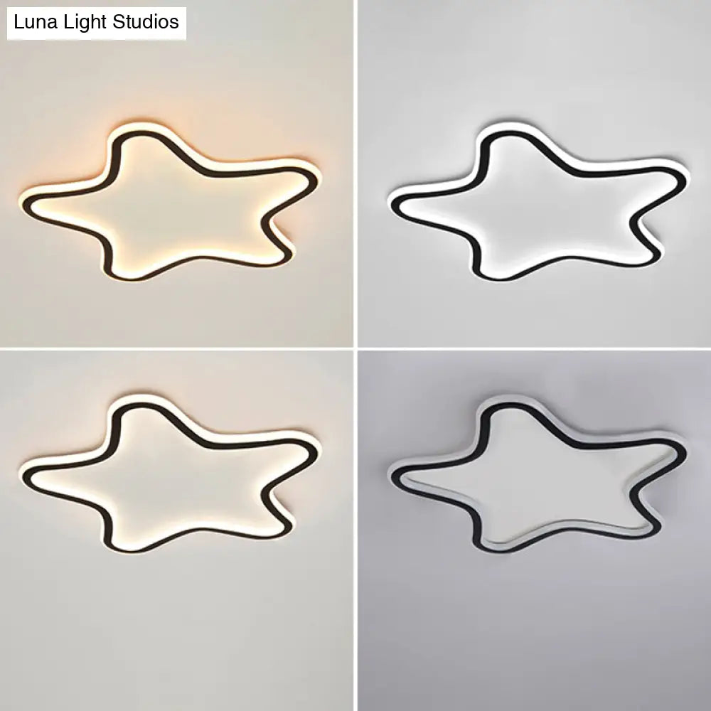 Kids Cartoon Star Led Ceiling Light – Creative Aluminum Flush Mount For Children’s Bedroom -