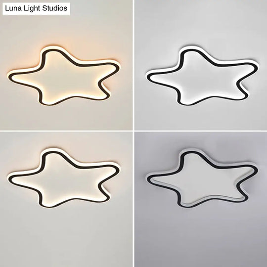 Kids Cartoon Star Led Ceiling Light – Creative Aluminum Flush Mount For Children’s Bedroom -