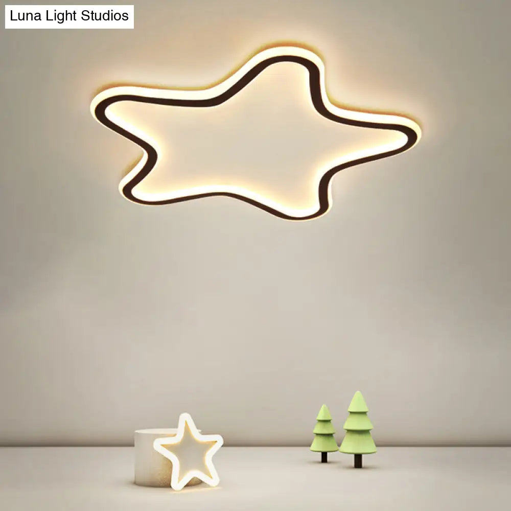 Kids Cartoon Star Led Ceiling Light Creative Aluminum Flush Mount For Childrens Bedroom - Ultrathin