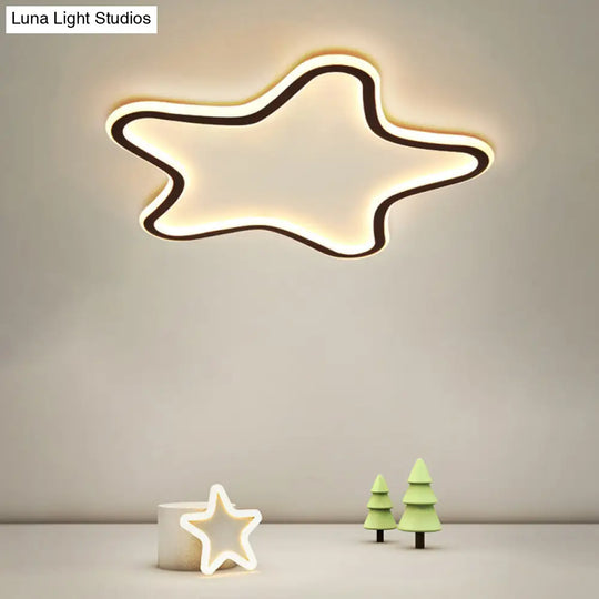 Kids Cartoon Star Led Ceiling Light Creative Aluminum Flush Mount For Childrens Bedroom - Ultrathin