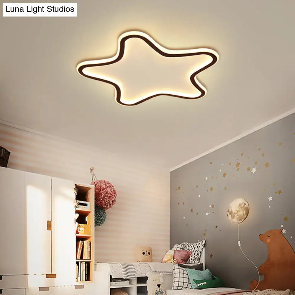 Kids Cartoon Star Led Ceiling Light Creative Aluminum Flush Mount For Childrens Bedroom - Ultrathin