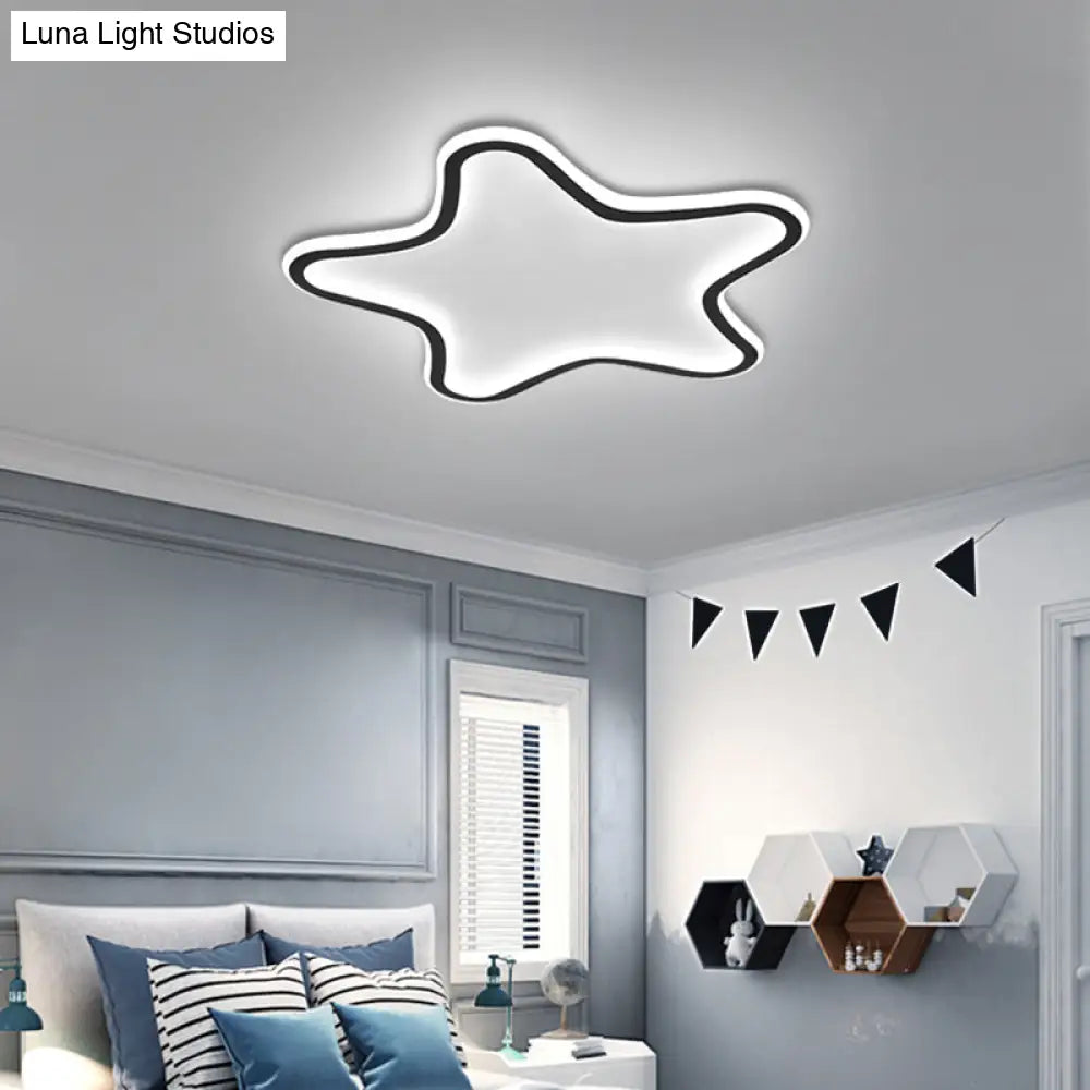 Kids Cartoon Star Led Ceiling Light – Creative Aluminum Flush Mount For Children’s Bedroom -