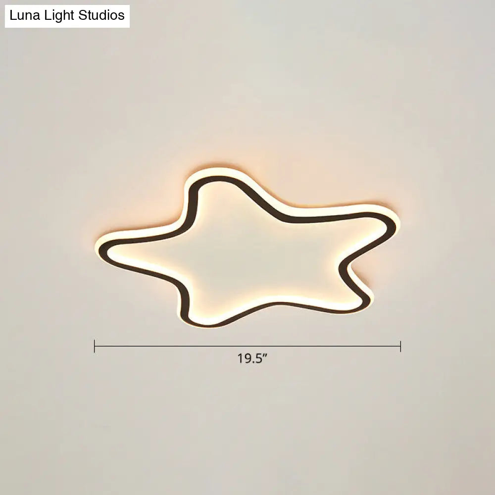 Kids Cartoon Star Led Ceiling Light Creative Aluminum Flush Mount For Childrens Bedroom - Ultrathin