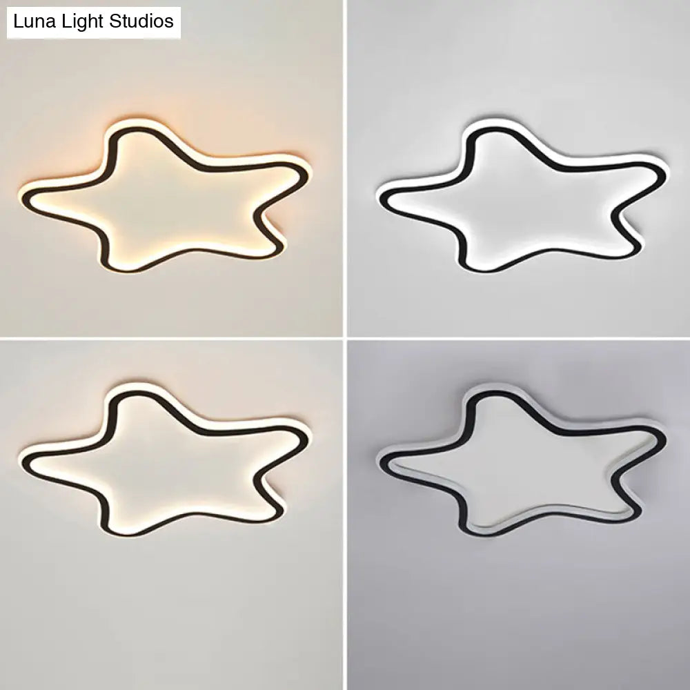 Kids Cartoon Star Led Ceiling Light Creative Aluminum Flush Mount For Childrens Bedroom - Ultrathin