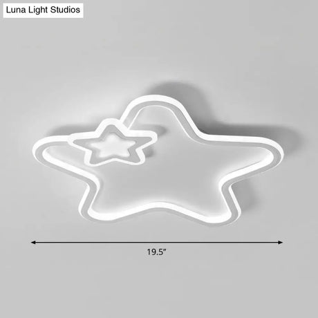 Kids Cartoon Star Led Ceiling Light Fixture - Acrylic Flushmount For Bedroom White /