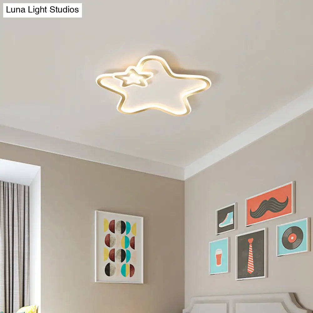 Kids’ Cartoon Star Led Ceiling Light Fixture - Acrylic Flushmount For Bedroom