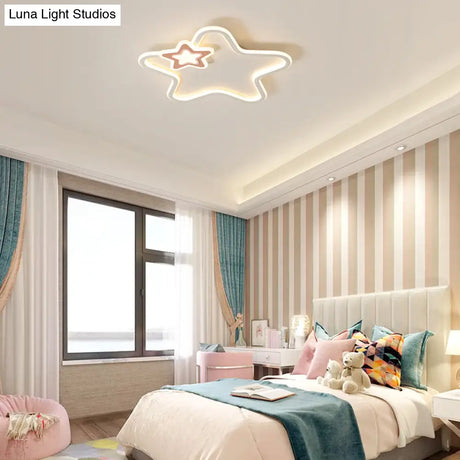 Kids’ Cartoon Star Led Ceiling Light Fixture - Acrylic Flushmount For Bedroom