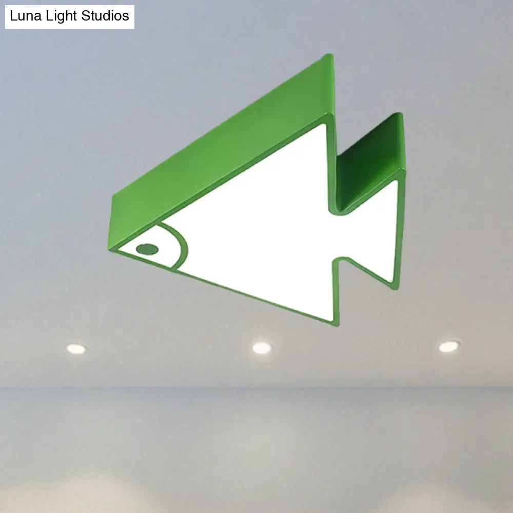 Kids’ Cartoon Triangle Fish Ceiling Lamp - Led Flush Mount Light For Child’s Bedroom Or Living Room