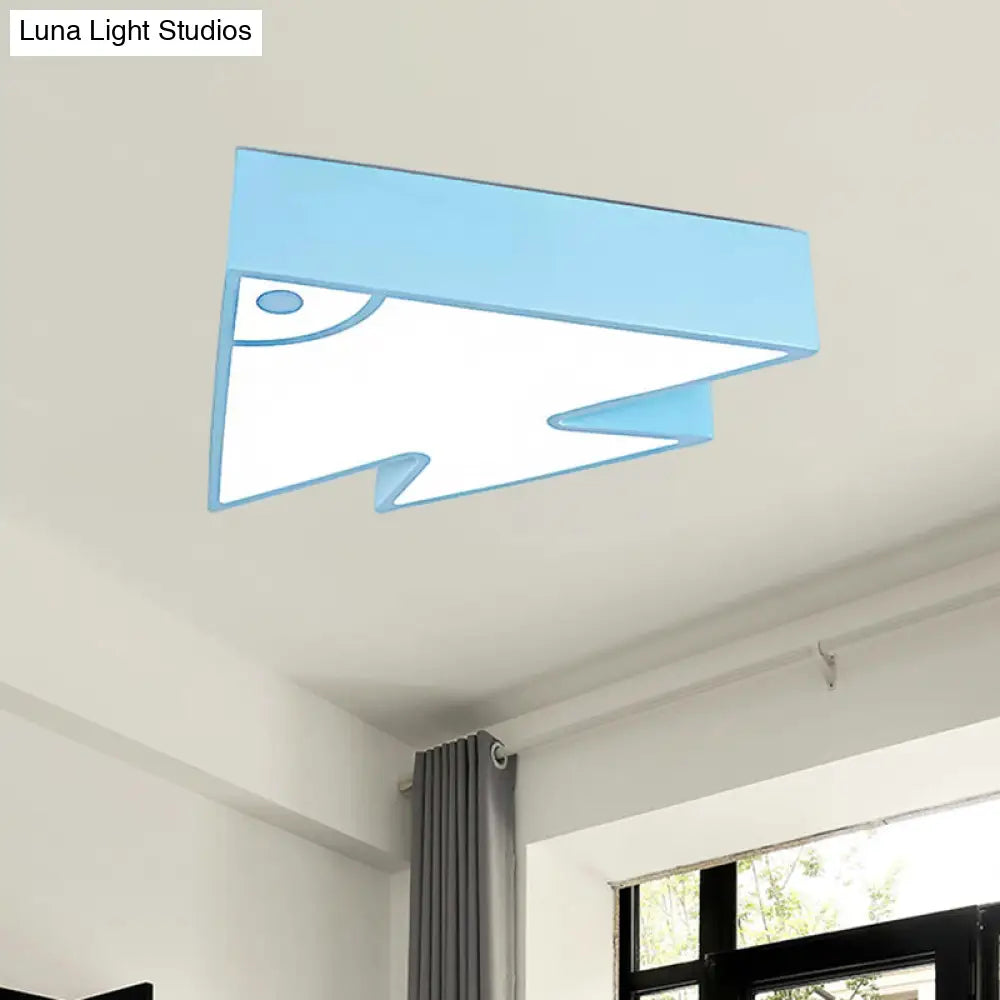 Kids’ Cartoon Triangle Fish Ceiling Lamp - Led Flush Mount Light For Child’s Bedroom Or Living Room