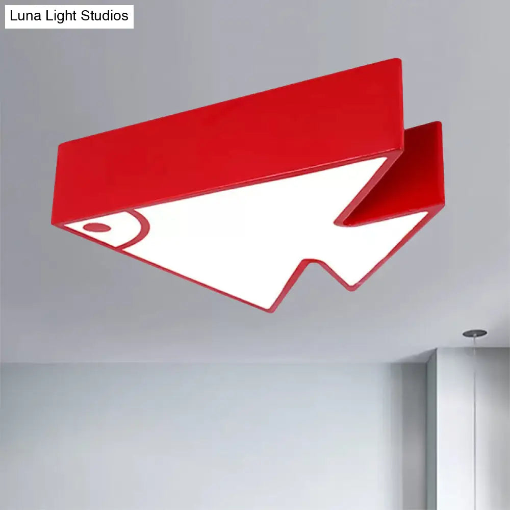 Kids Cartoon Triangle Fish Ceiling Lamp - Led Flush Mount Light For Childs Bedroom Or Living Room