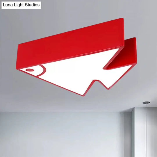 Kids Cartoon Triangle Fish Ceiling Lamp - Led Flush Mount Light For Childs Bedroom Or Living Room