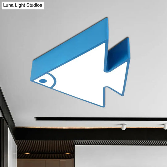 Kids’ Cartoon Triangle Fish Ceiling Lamp - Led Flush Mount Light For Child’s Bedroom Or Living Room