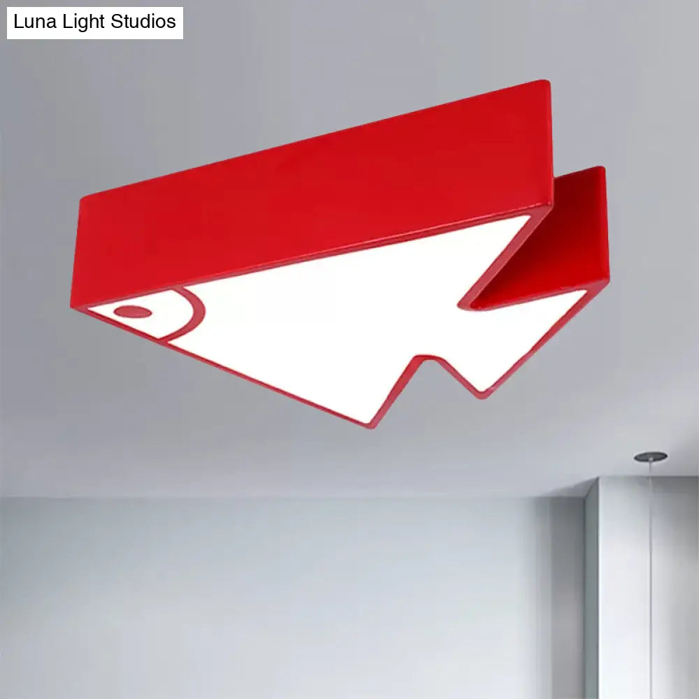 Kids’ Cartoon Triangle Fish Ceiling Lamp - Led Flush Mount Light For Child’s Bedroom Or Living Room