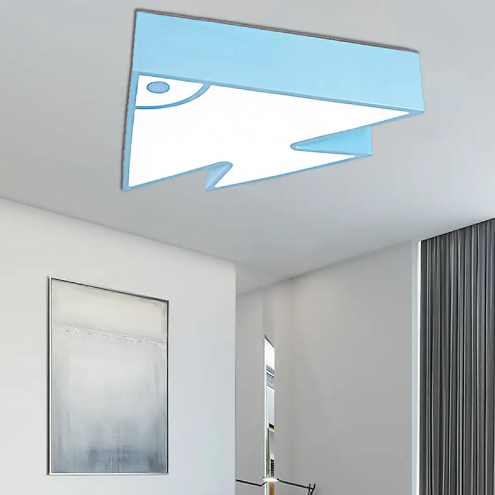 Kids’ Cartoon Triangle Fish Ceiling Lamp - Led Flush Mount Light For Child’s Bedroom Or Living