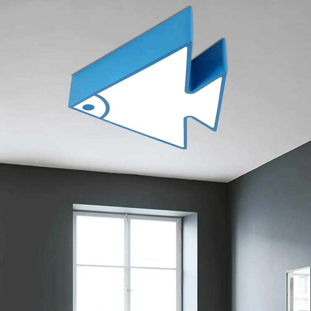 Kids’ Cartoon Triangle Fish Ceiling Lamp - Led Flush Mount Light For Child’s Bedroom Or Living