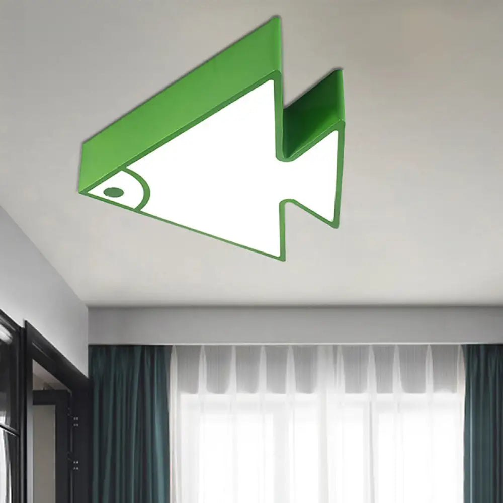 Kids’ Cartoon Triangle Fish Ceiling Lamp - Led Flush Mount Light For Child’s Bedroom Or Living