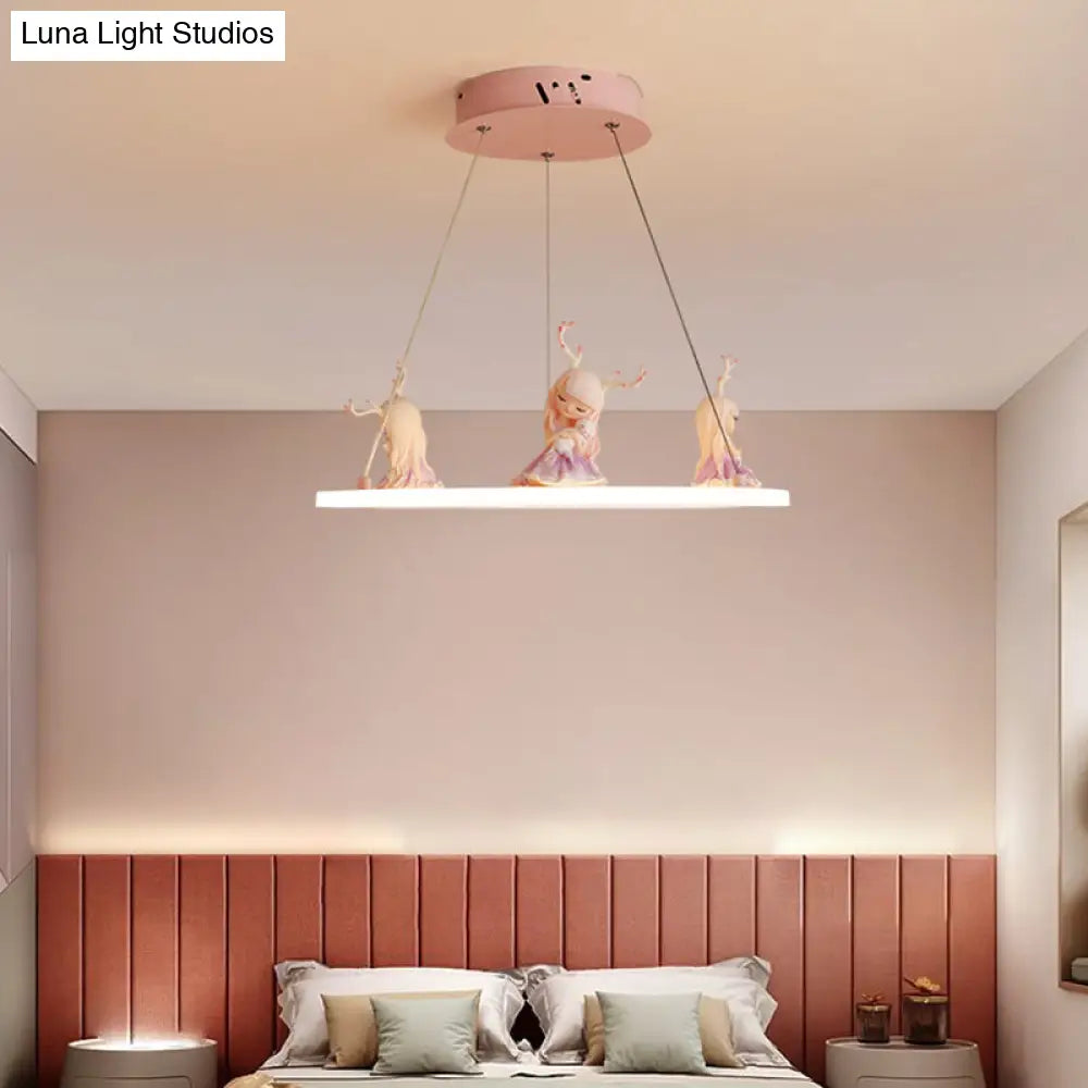 Kids Chandelier: Acrylic Circular Suspension Light With Decorative Figurine - Perfect For Nurseries