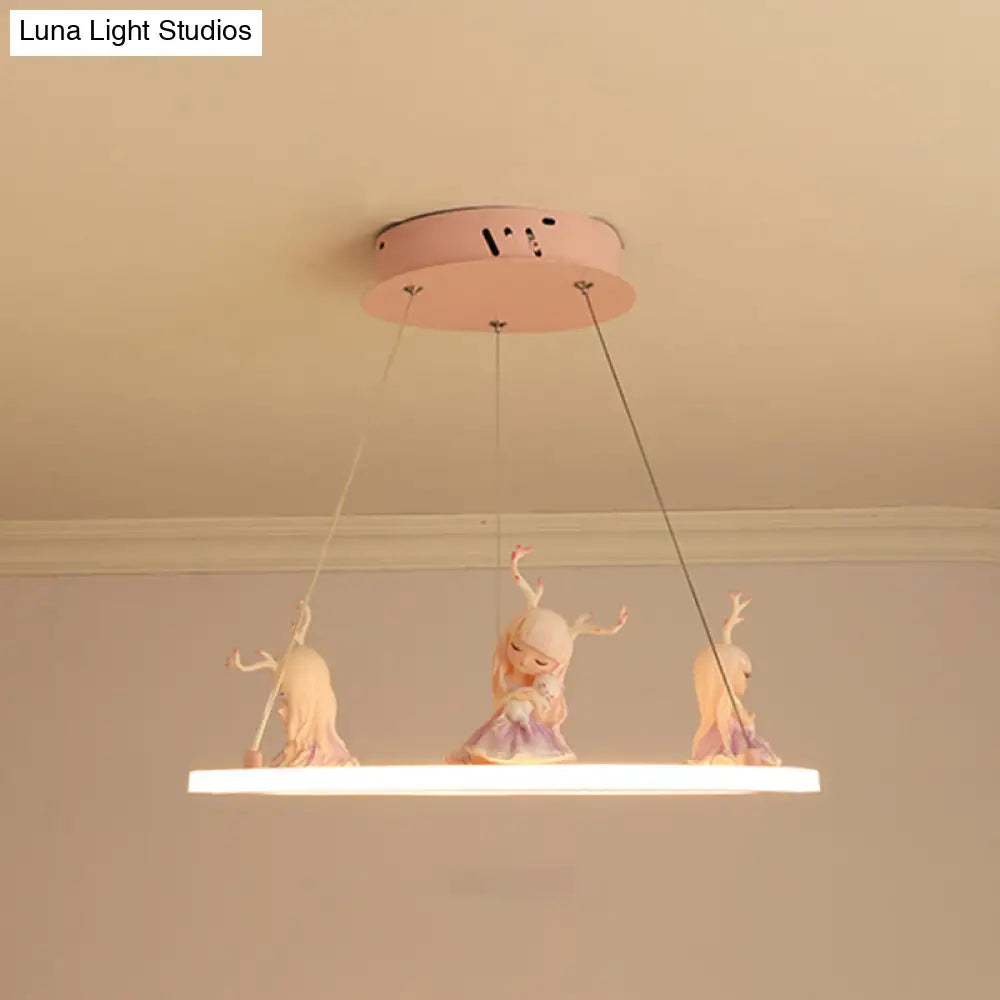 Kids Chandelier: Acrylic Circular Suspension Light With Decorative Figurine - Perfect For Nurseries