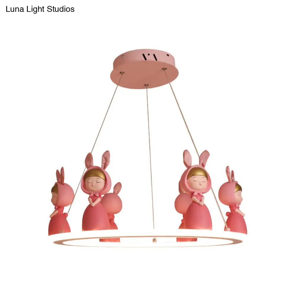 Kids Chandelier: Acrylic Circular Suspension Light With Decorative Figurine - Perfect For Nurseries