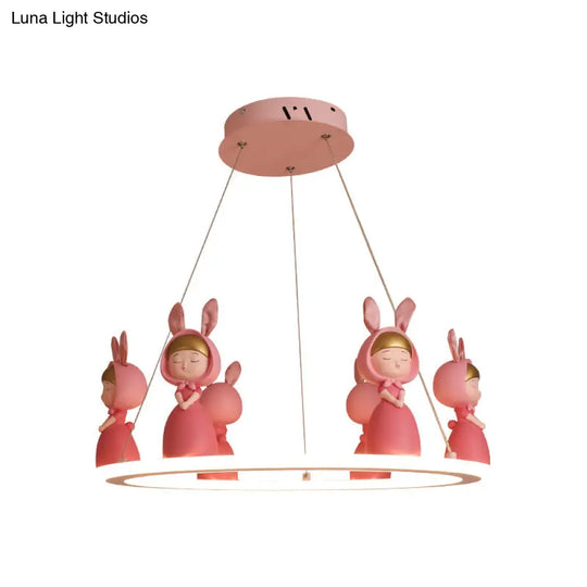 Kids Chandelier: Acrylic Circular Suspension Light With Decorative Figurine - Perfect For Nurseries