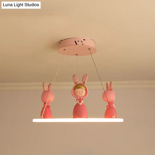 Kids Chandelier: Acrylic Circular Suspension Light With Decorative Figurine - Perfect For Nurseries