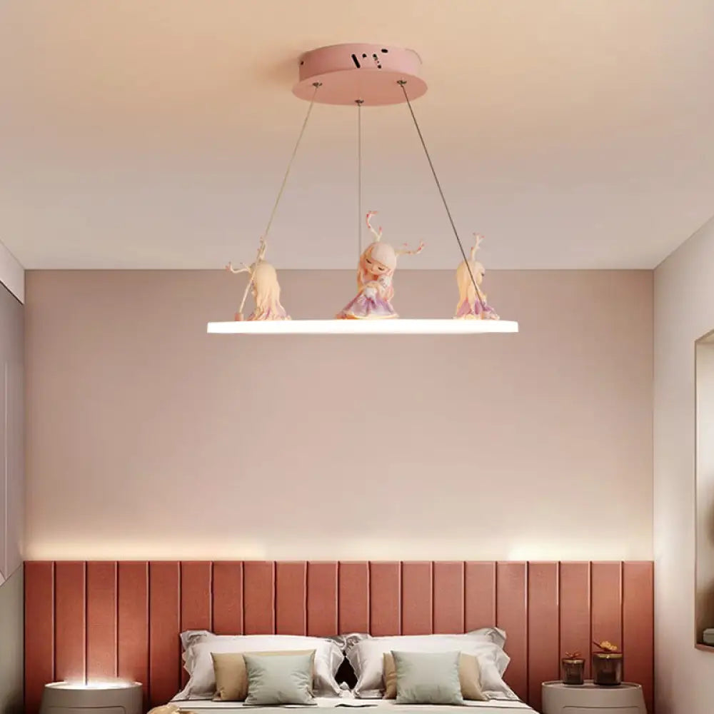 Kids Chandelier: Acrylic Circular Suspension Light With Decorative Figurine - Perfect For Nurseries