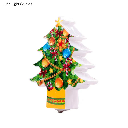 Kids Christmas Tree Plug-In Wall Light - Green Led Night Lighting For Bedroom