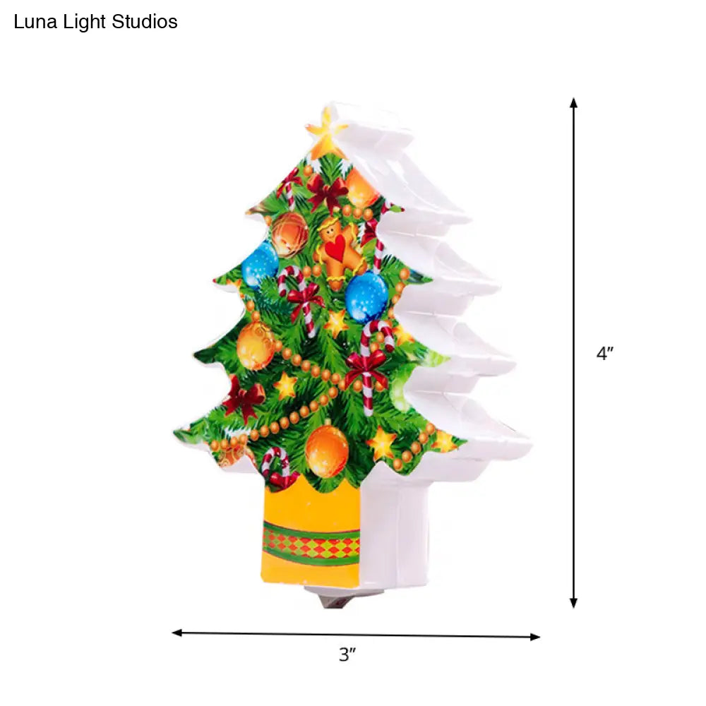 Kids Christmas Tree Plug-In Wall Light - Green Led Night Lighting For Bedroom