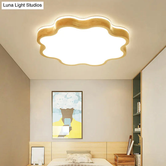 Kids Cloud Led Flush Ceiling Light Fixture For Wood Bedroom / 14 Natural