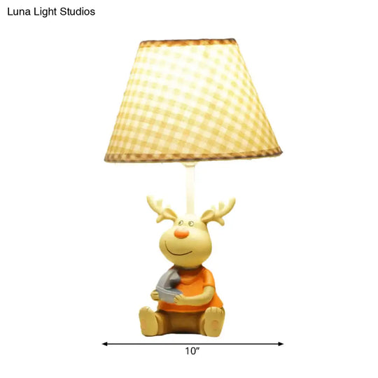 Kids Deer Man Reading Light: Resin Animal Desk Lamp In Yellow