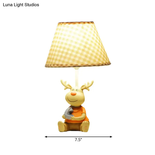 Kids Deer Man Reading Light: Resin Animal Desk Lamp In Yellow