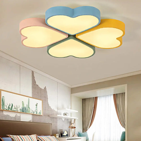 Kids’ Designer Heart Flush Mount Ceiling Light With Acrylic Fixture - Ideal For Bedrooms Blue -