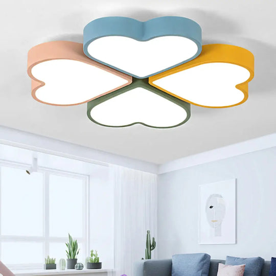 Kids’ Designer Heart Flush Mount Ceiling Light With Acrylic Fixture - Ideal For Bedrooms Blue -