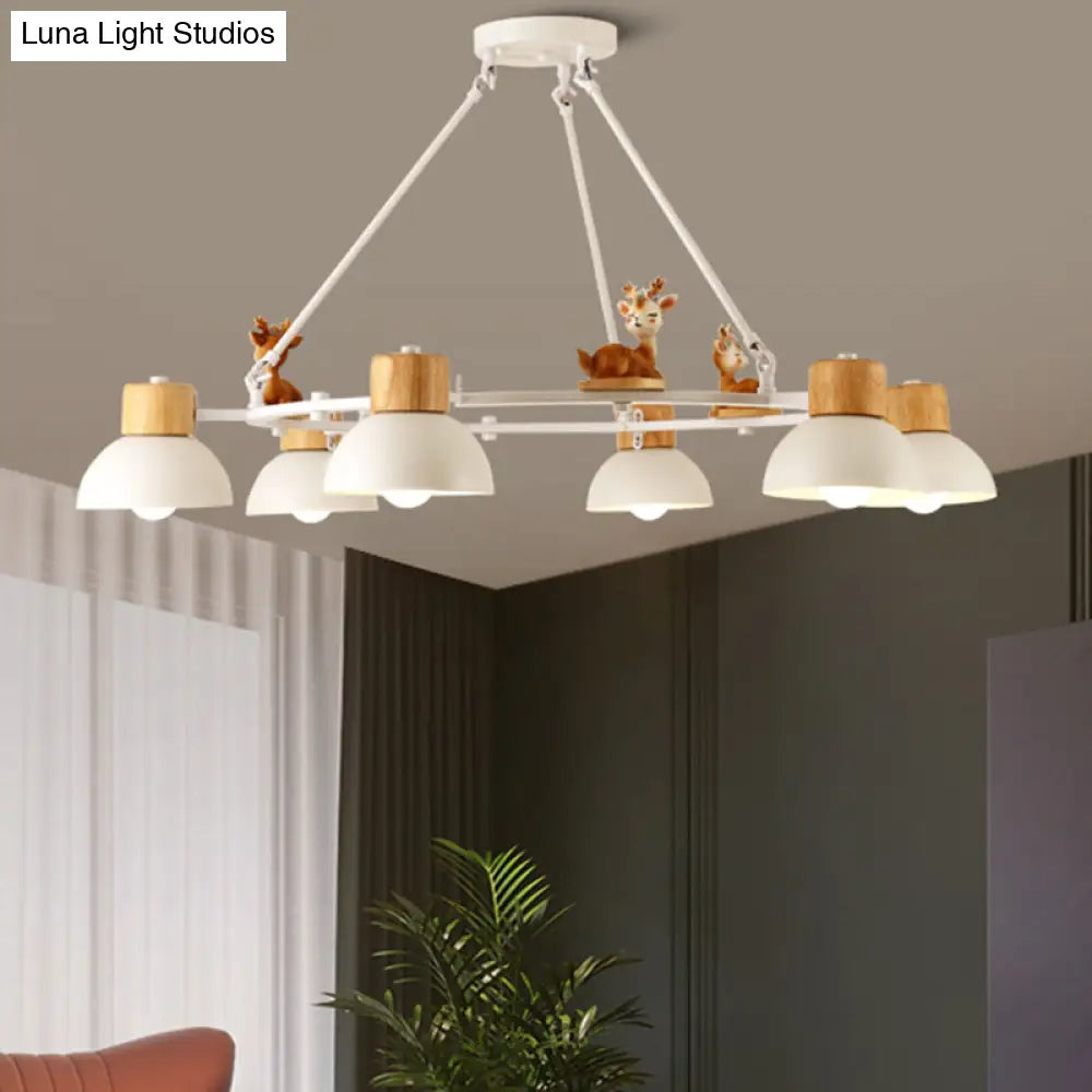 Kids Domed Pendant Chandelier: Metal 3/6-Light Suspension Lighting With Deer/Horse Decor In