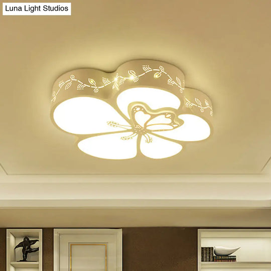 Kids Dragonfly Flush Mount Light - Acrylic Led White Flushmount With Iron Frame