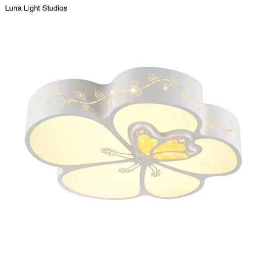 Kids Dragonfly Flush Mount Light - Acrylic Led White Flushmount With Iron Frame