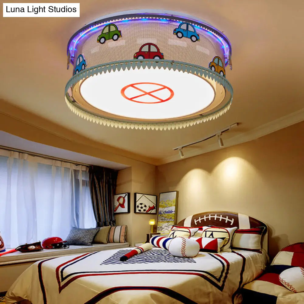 Kid’s Drum Bedroom Ceiling Light – Fun Cartoon Design With Multi Color Flush Mount