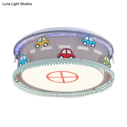 Kid’s Drum Bedroom Ceiling Light – Fun Cartoon Design With Multi Color Flush Mount