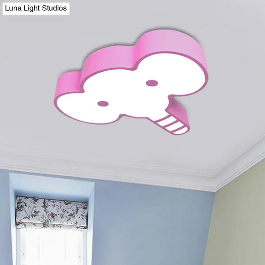 Kids Elephant Face Led Flush Mount Ceiling Light Fixture In Red/Pink/Yellow Acrylic For Bedchamber