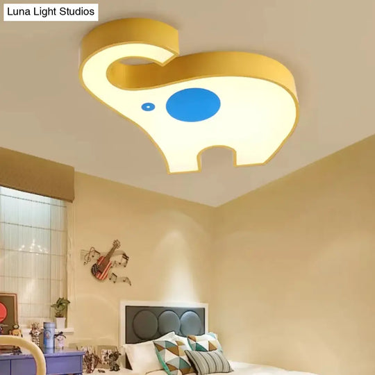 Kids Elephant Led Ceiling Mount Light - Vibrant Acrylic Animal Candy Colored Lamp Yellow / Warm 18