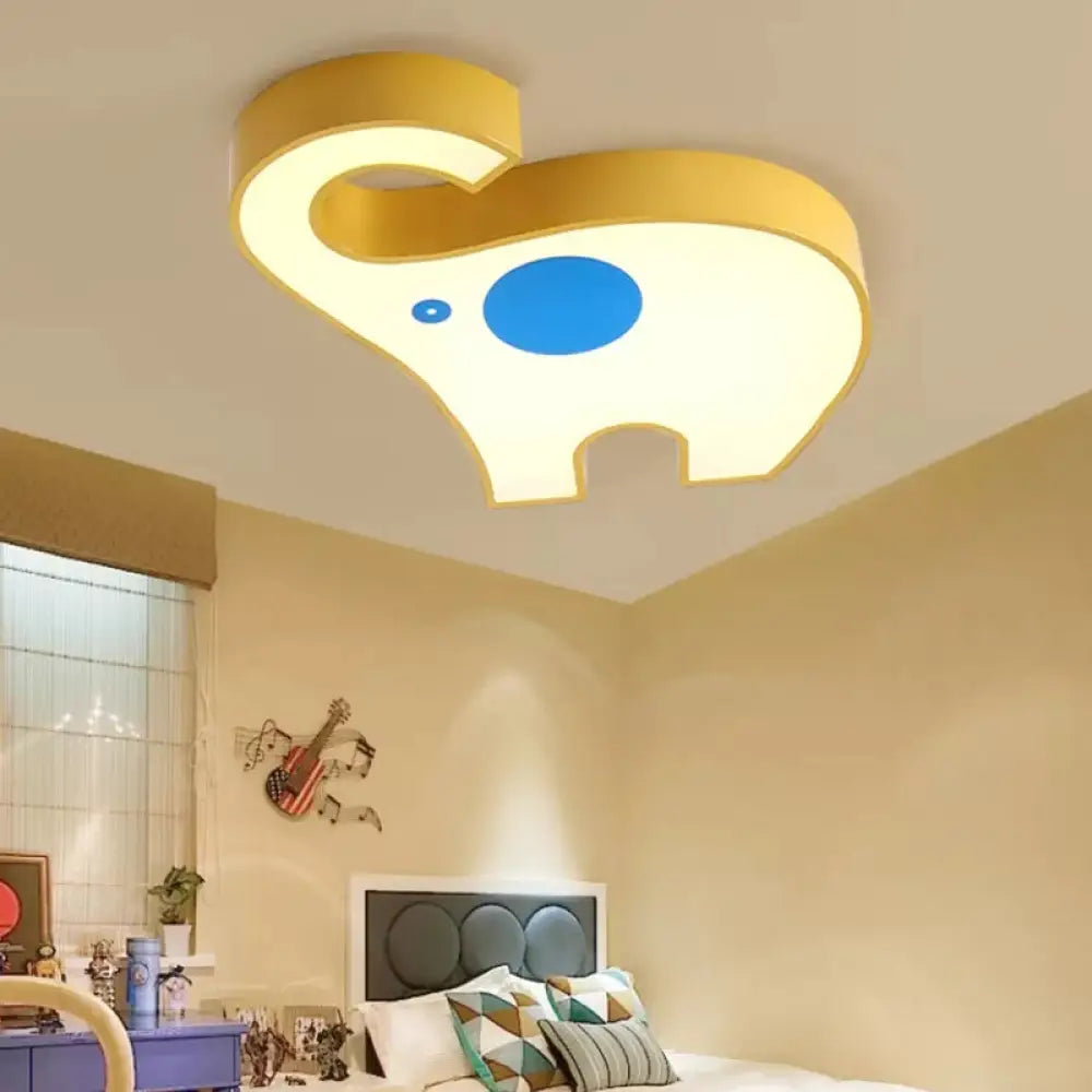 Kid’s Elephant Led Ceiling Mount Light - Vibrant Acrylic Animal Candy Colored Lamp Yellow / Warm 18’