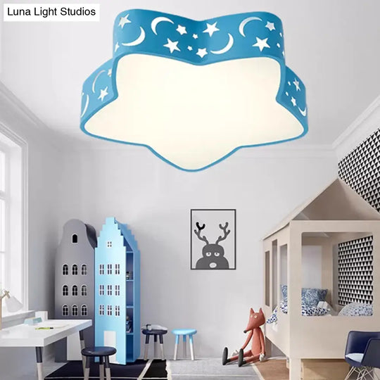 Kids’ Etched Star Led Ceiling Light With Animated Design
