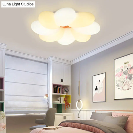 Kids Flower Flush Mount Lighting - 1 Light Plastic Ceiling Fixture For Girls Bedroom