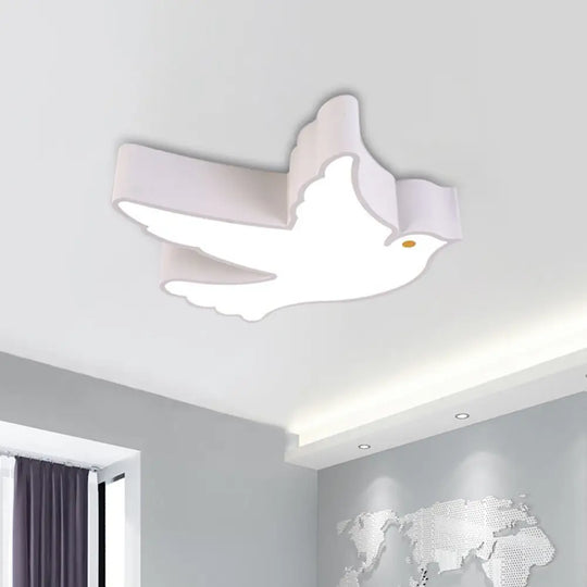 Kid’s Flying Pigeon Led Flush Mount Ceiling Fixture - White/Red/Yellow White